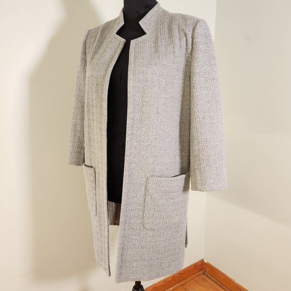 ROZ & ALI Gray Quilted Long Blazer, Size Large - Picture 9 of 13